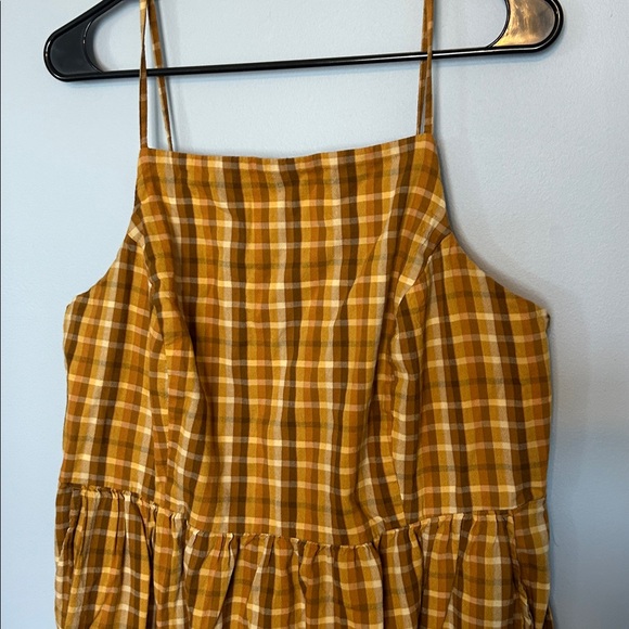 Old Navy Mustard Plaid Midi Dress - Picture 2 of 6
